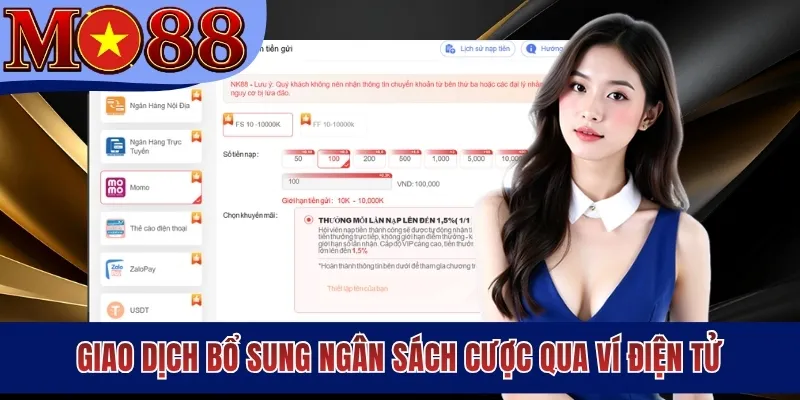 Giao dịch bổ sung ngân sách cược qua ví điện tử