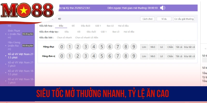 Siêu tốc mở thưởng nhanh, tỷ lệ ăn cao